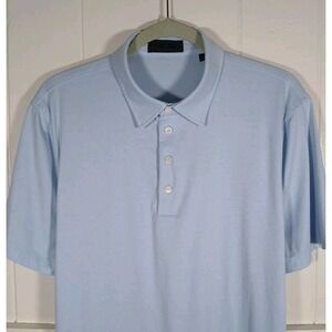 G Fore Shirt Luxe Cotton Blend Logo Golf Polo Men's Large Baja Blue Short Sleeve